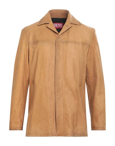 Shop Diesel Man Jacket Sand Size 44 Lambskin In Beige