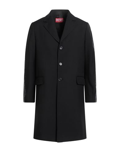 Shop Diesel Man Overcoat & Trench Coat Black Size 46 Polyester, Virgin Wool