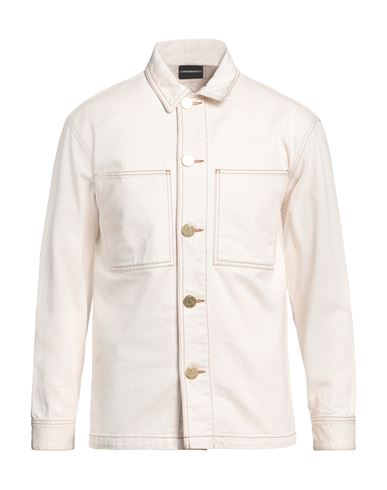 Emporio Armani Man Denim Outerwear Cream Size M Cotton In White