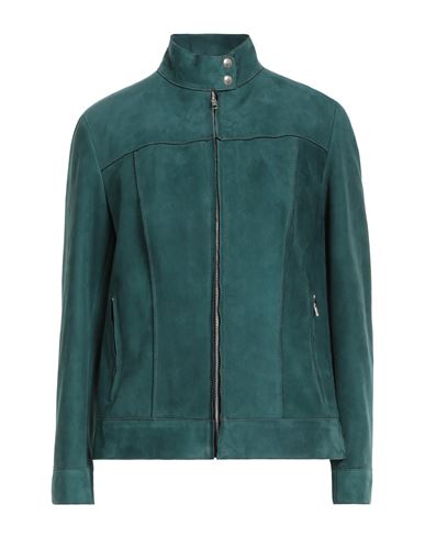 Shop Salvatore Santoro Woman Jacket Deep Jade Size 8 Ovine Leather In Green