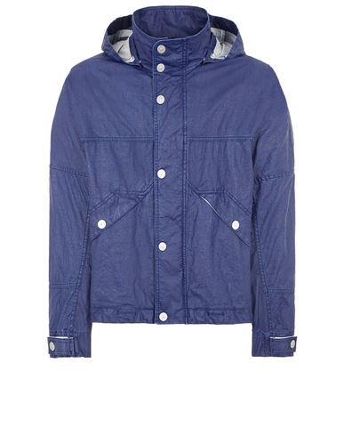 STONE ISLAND STONE ISLAND LIGHTWEIGHT JACKET BLUE LINEN, POLYURETHANE COATED