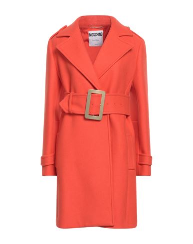 Shop Moschino Woman Coat Orange Size 8 Virgin Wool, Polyamide
