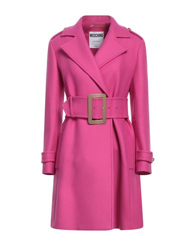 Shop Moschino Woman Coat Fuchsia Size 6 Virgin Wool, Polyamide In Pink