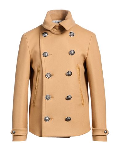 DSQUARED2 DSQUARED2 MAN COAT CAMEL SIZE 38 VIRGIN WOOL, POLYAMIDE, ELASTANE, COW LEATHER 