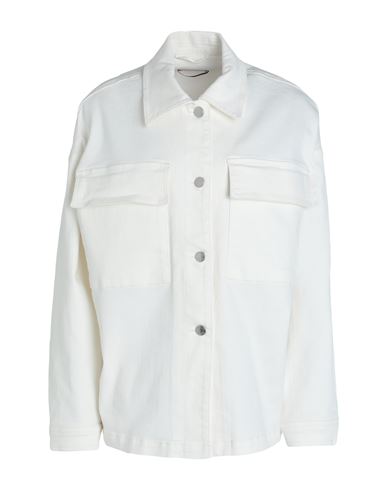 Max & Co . Woman Denim Shirt Ivory Size 6 Cotton, Elastane In White
