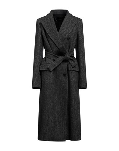 Roberto Collina Woman Coat Steel Grey Size M Wool, Linen, Nylon In Black