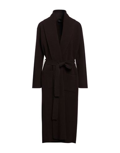 Roberto Collina Woman Coat Dark Brown Size S Merino Wool In Black