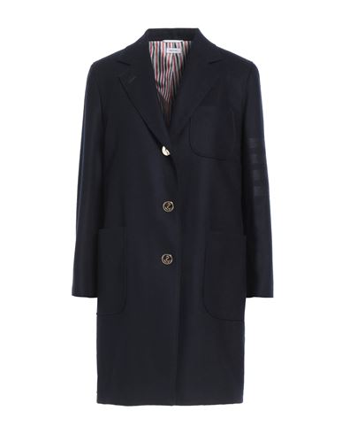 Thom Browne Woman Coat Midnight Blue Size 6 Wool, Cashmere In Black