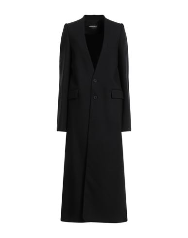 Shop Ann Demeulemeester Woman Coat Black Size 10 Virgin Wool, Elastane