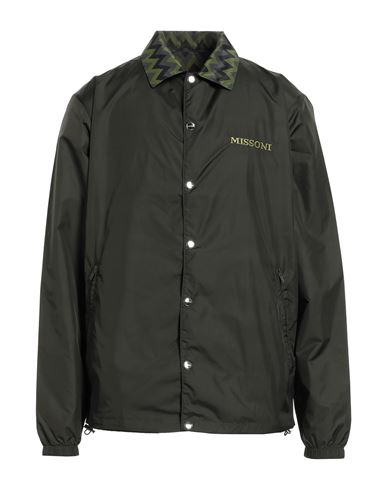 Shop Missoni Man Jacket Dark Green Size M Polyamide, Polyester