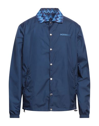 Shop Missoni Man Jacket Blue Size L Polyamide, Polyester