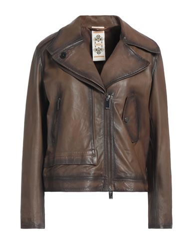 Shop High Woman Jacket Brown Size 10 Leather