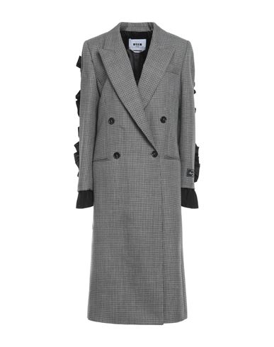 Msgm Woman Overcoat & Trench Coat Grey Size 6 Wool In Gray