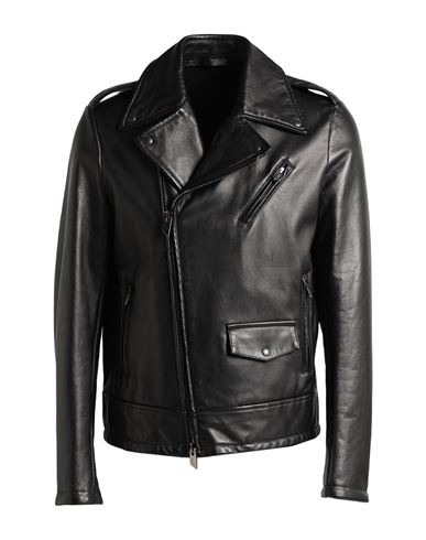 Shop Random Identities Man Jacket Black Size 42 Ovine Leather