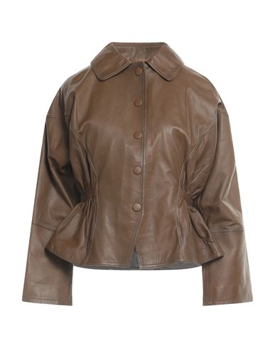 Shop High Woman Jacket Brown Size 12 Leather