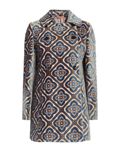 Shop Etro Woman Coat Blue Size 10 Viscose, Cotton