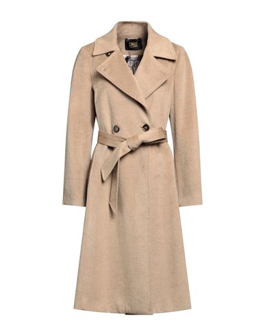 Cavalli Class Woman Coat Sand Size 8 Wool, Polyester, Acrylic In Brown