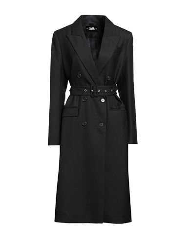 Shop Karl Lagerfeld Woman Overcoat & Trench Coat Black Size 4 Polyester, Viscose