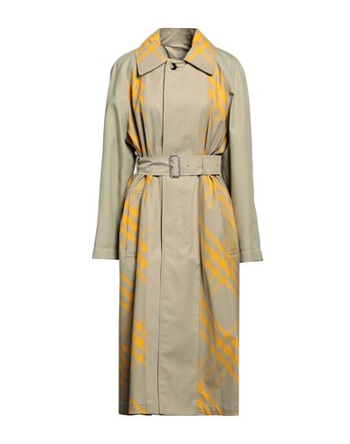 Shop Burberry Woman Overcoat & Trench Coat Sage Green Size 4 Cotton