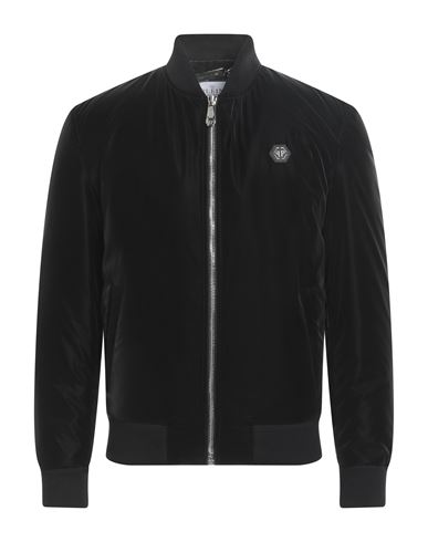 Shop Philipp Plein Man Jacket Black Size M Polyurethane, Polyester, Elastane