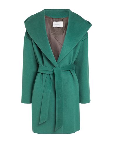 Shop Atelier Borgo 12 Woman Coat Green Size 8 Polyester, Polyamide, Viscose