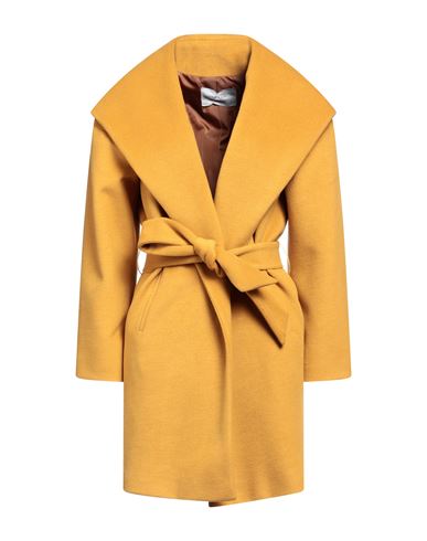 Atelier Borgo 12 Woman Coat Mustard Size 8 Polyester, Polyamide, Viscose In Gold