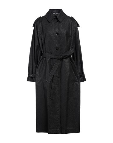 Dolce & Gabbana Woman Overcoat & Trench Coat Black Size 10 Polyester, Cotton, Metallic Polyester