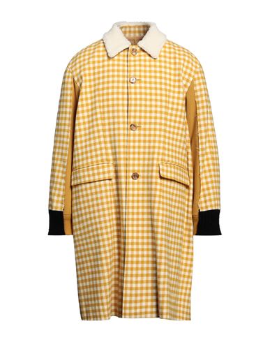 Shop Undercover Man Overcoat & Trench Coat Ocher Size 4 Wool, Nylon, Acrylic, Polyester In Yellow