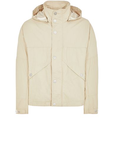 Shop Stone Island Lightweight Jacket Beige Linen, Polyurethane Coated