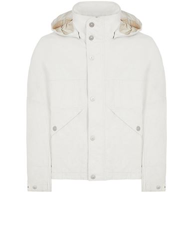 Shop Stone Island Lightweight Jacket White Linen, Polyurethane Coated In Blanc