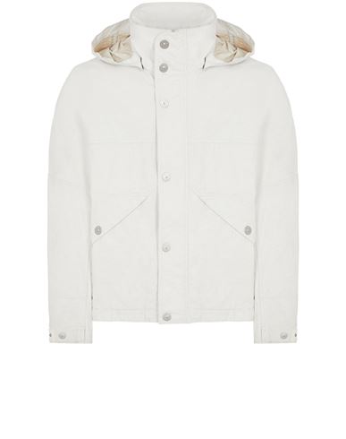 Stone Island White Jacket With Buttons And Hood In Blanc