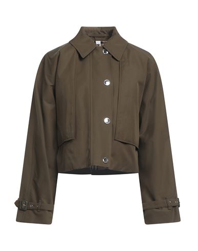 Shop Burberry Woman Jacket Military Green Size 6 Cotton