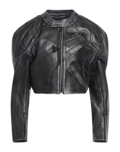 Shop Acne Studios Woman Jacket Black Size 6 Cow Leather, Lambskin
