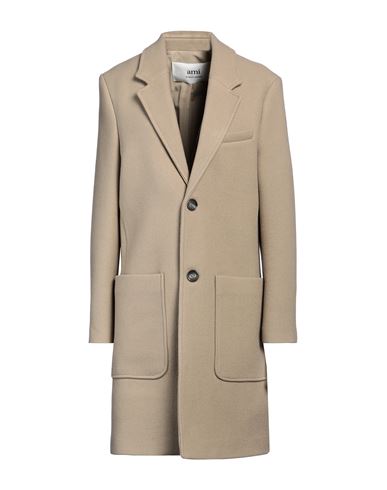 Shop Ami Alexandre Mattiussi Woman Coat Beige Size 14 Virgin Wool, Polyester, Cotton