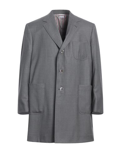 Shop Thom Browne Man Overcoat & Trench Coat Grey Size 4 Wool