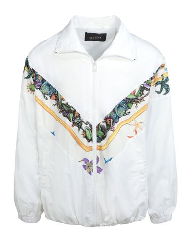 Shop Versace Printed Zip-up Windbreaker Man Jacket White Size 46 Polyester