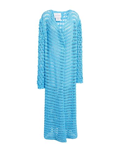 Letanne Woman Overcoat & Trench Coat Azure Size Onesize Cotton, Silk In Blue