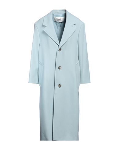 Shop Ami Alexandre Mattiussi Woman Coat Pastel Blue Size 4 Virgin Wool, Polyamide