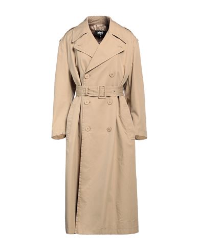 Shop Mm6 Maison Margiela Woman Overcoat & Trench Coat Camel Size 6 Cotton In Beige