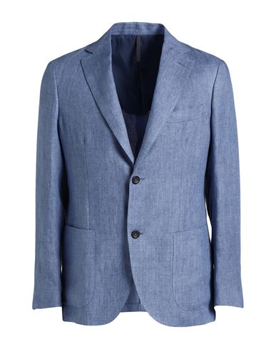 Shop Montedoro Man Blazer Azure Size 38 Linen