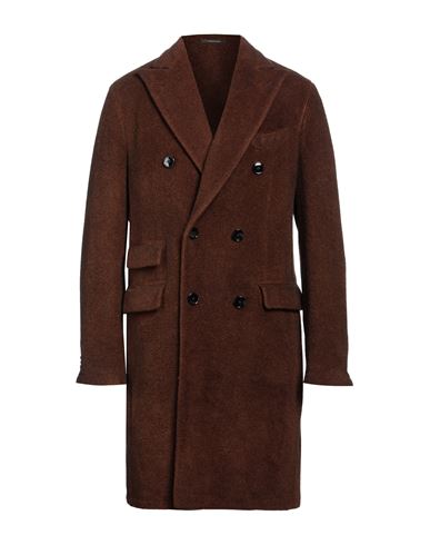 Shop Gabriele Pasini Man Coat Brown Size 38 Alpaca Wool, Virgin Wool