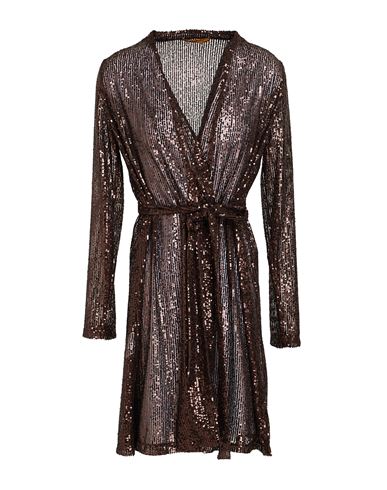 Shop Siyu Woman Overcoat & Trench Coat Cocoa Size 8 Polyester In Brown