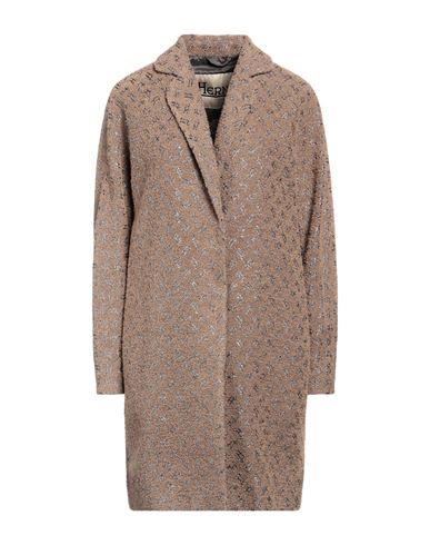 Herno Woman Coat Camel Size 6 Polyester, Viscose, Wool, Polyamide, Metallic Fiber In Neutral
