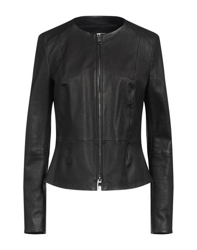 Shop Hugo Boss Boss Woman Jacket Black Size 12 Lambskin