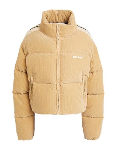 Shop Palm Angels Woman Puffer Beige Size L Cotton, Polyester
