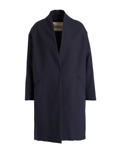 Shop Herno Woman Overcoat & Trench Coat Midnight Blue Size 16 Cotton