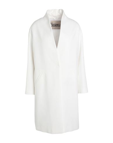 Shop Herno Woman Overcoat & Trench Coat Off White Size 10 Cotton