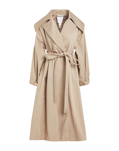 Shop Patou Woman Overcoat & Trench Coat Khaki Size 4 Cotton In Beige