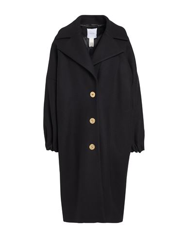 Patou Woman Coat Black Size 6 Virgin Wool, Nylon