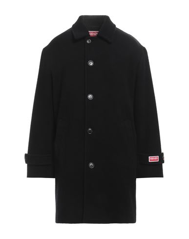 Shop Kenzo Man Coat Black Size 36 Wool, Polyamide